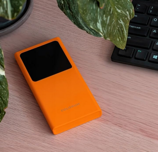 FOREVER Colorum Power Bank 10000 mAh Arancione - Batteria Portatile con USB-C e microUSB - Power Bank con Schermo LED