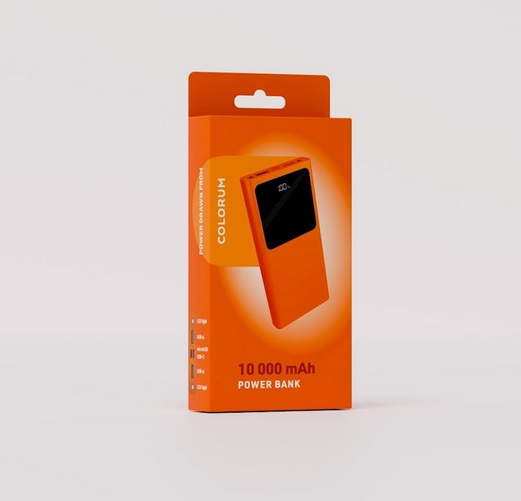 FOREVER Colorum Power Bank 10000 mAh Arancione - Batteria Portatile con USB-C e microUSB - Power Bank con Schermo LED