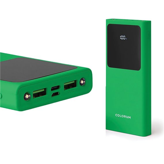 FOREVER Colorum Power Bank 10000 mAh Arancione - Batteria Portatile con USB-C e microUSB - Power Bank con Schermo LED