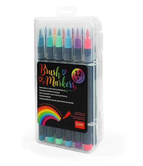 Set di 12 Pennarelli con Punta Pennello Brush Markers