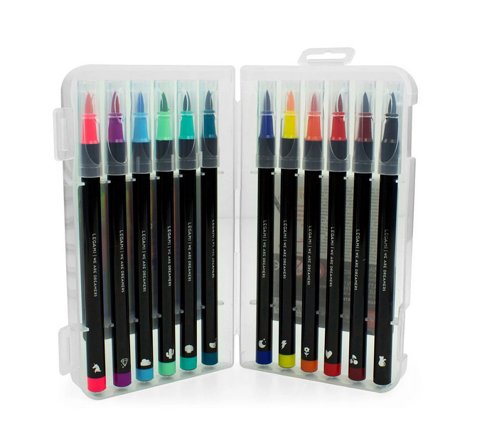 Set di 12 Pennarelli con Punta Pennello Brush Markers