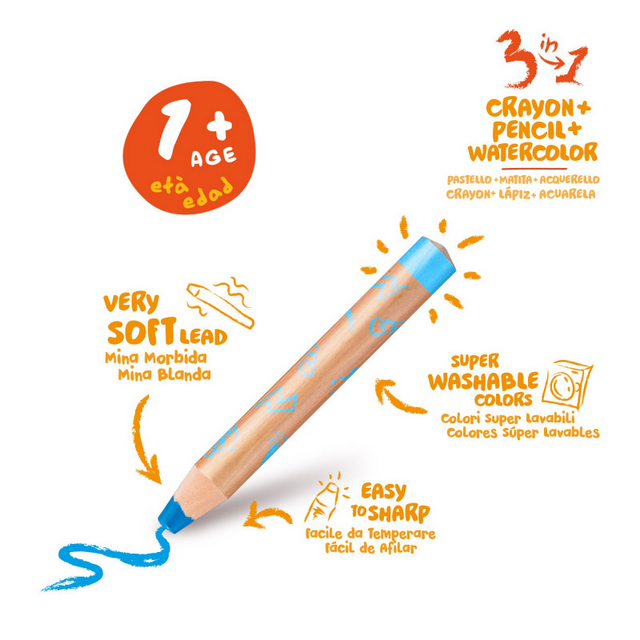 Pastelloni 3 in 1 + Temperino BABY Carioca