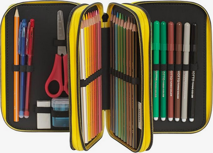 FERRARI KIDS - Astuccio Scuola Ufficiale Ferrari, Astuccio 3 Scomparti Bambino con Set Cancelleria