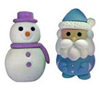 Set 2 Gomme Natalizie - Babbo Natale e Pupazzo di Neve