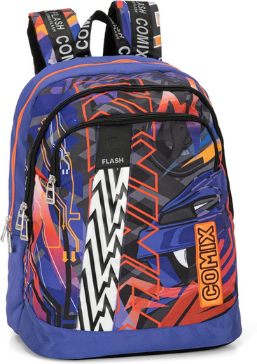Zaino Organizzato COMIX FLASH con Banda Luminosa LED - Zaino Scuola 4 fantasie disponibili