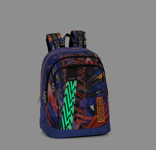Zaino Organizzato COMIX FLASH con Banda Luminosa LED - Zaino Scuola 4 fantasie disponibili