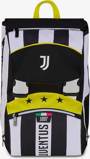 Seven Juventus Zaino Doppio Scomparto Estensibile, Bianco e Nero, Maxi Capienza, Schienale Preformato