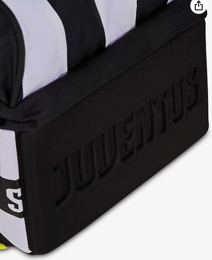 Seven Juventus Zaino Doppio Scomparto Estensibile, Bianco e Nero, Maxi Capienza, Schienale Preformato