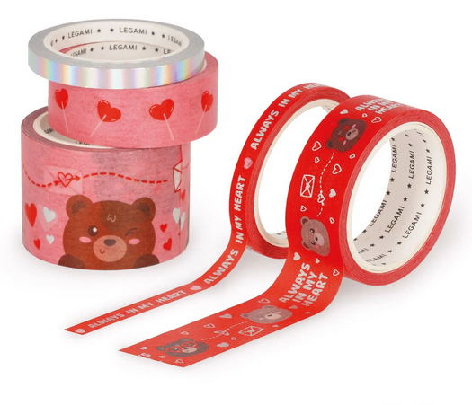 Set 5 Nastri Adesivi Decorativi Teddy Bear - Tape By Tape - Legami San Valentino