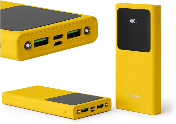 FOREVER Colorum Power Bank 10000 mAh Arancione - Batteria Portatile con USB-C e microUSB - Power Bank con Schermo LED