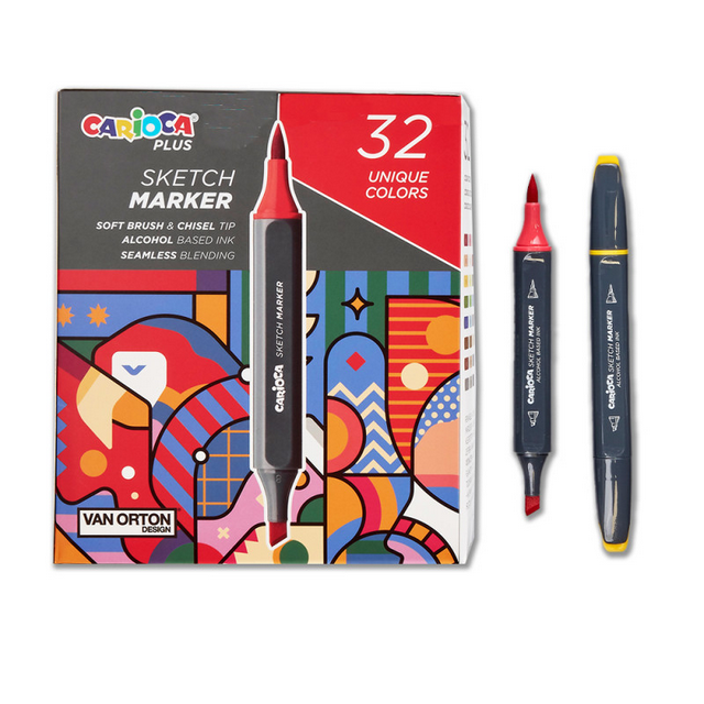 Scketch marker doppia punta brush Carioca plus 32 colori disponibile da cartoleria claudio a giugliano in campania napoli