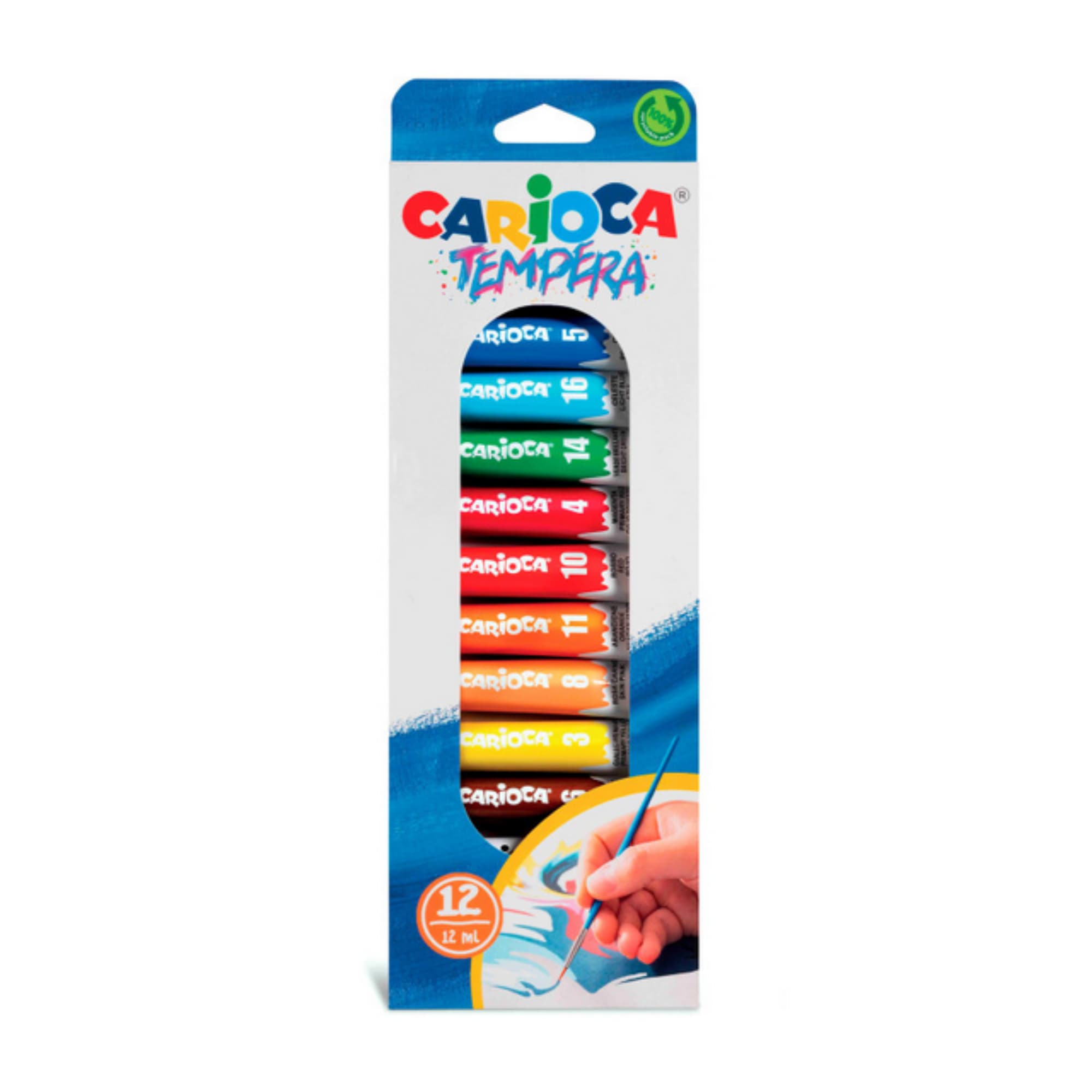 Colori a tempera Carioca 12 tubetti disponibili da cartoleria claudio a giugliano napoli