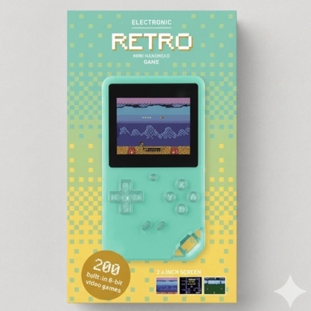 Electronic Retro Game 200 in 1 – Console Portatile 8-Bit Schermo a Colori – Verde