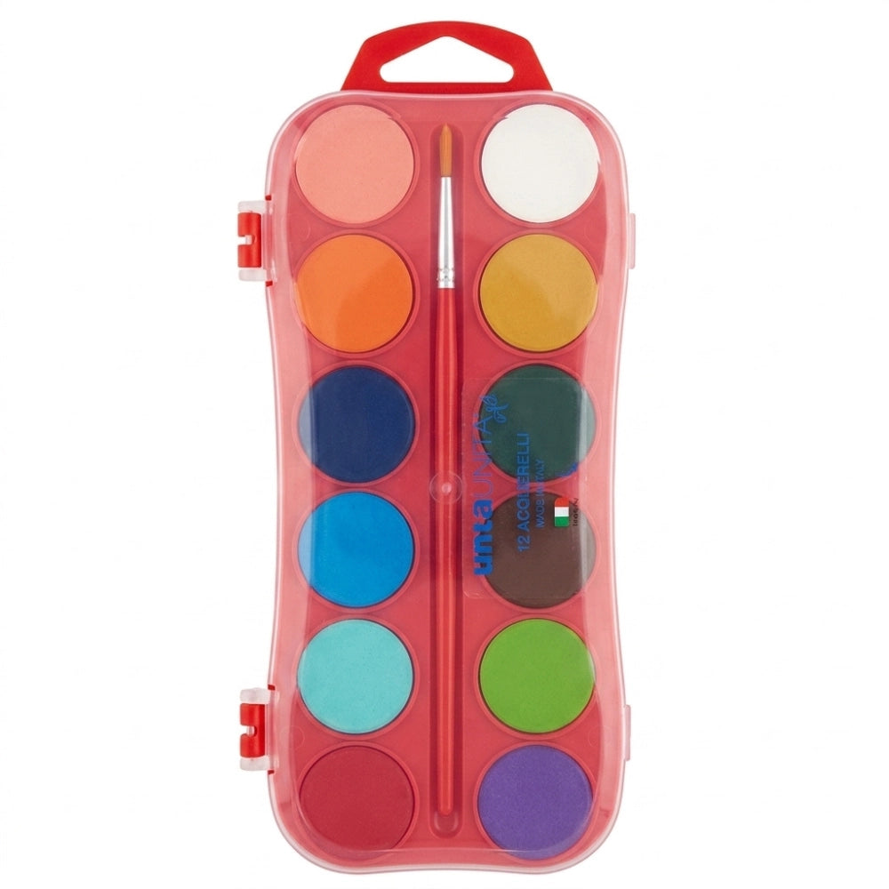 Acquerelli Tinta Unita con Pennello – 12 o 24 Colori | Made in Italy