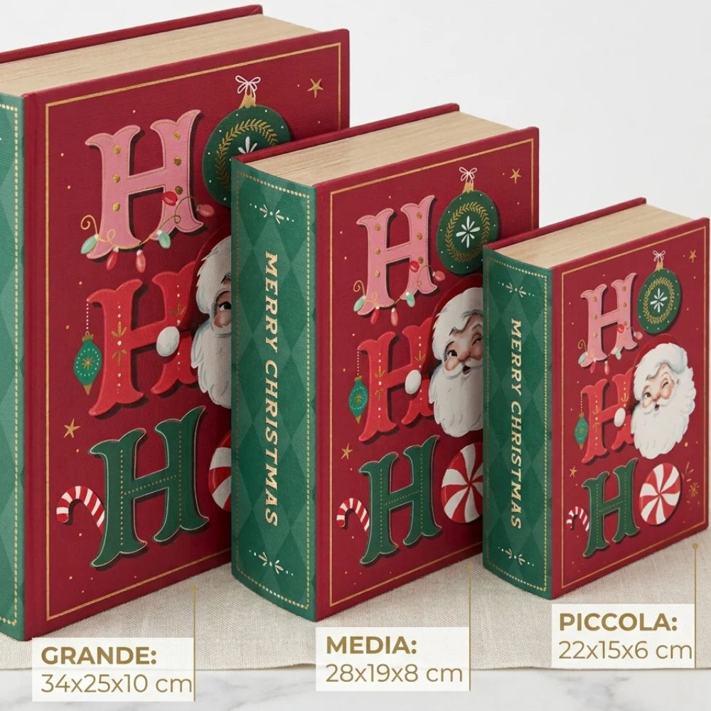 Set 3 scatole natalizie a forma di libro – due grafiche