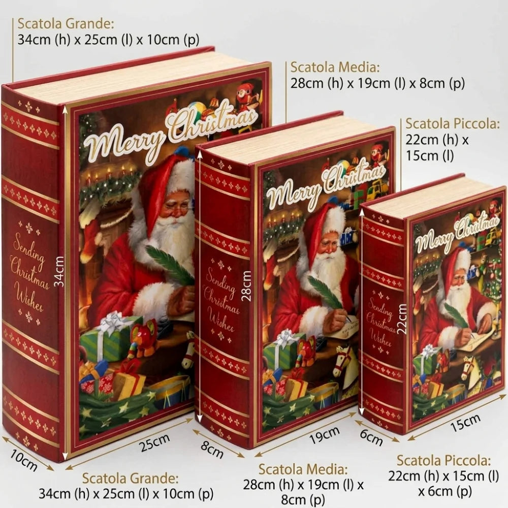 Set 3 scatole natalizie a forma di libro – due grafiche