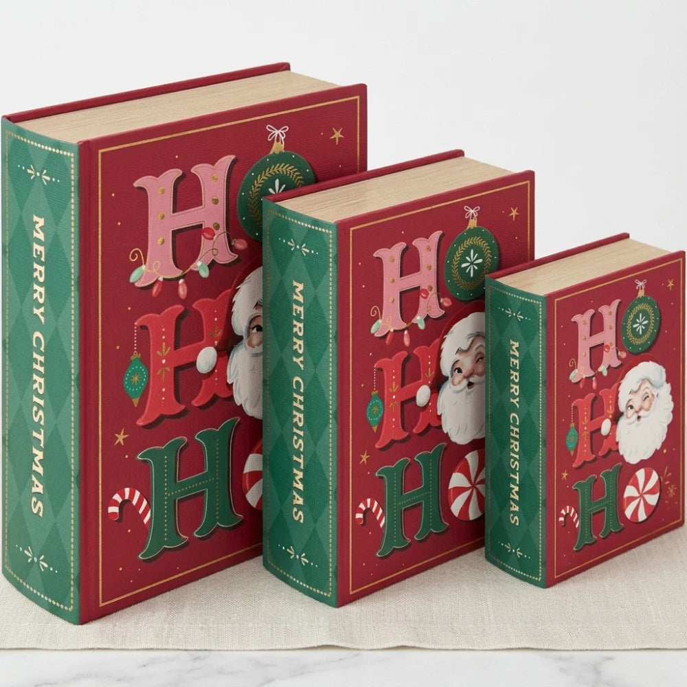 Set 3 scatole natalizie a forma di libro – due grafiche
