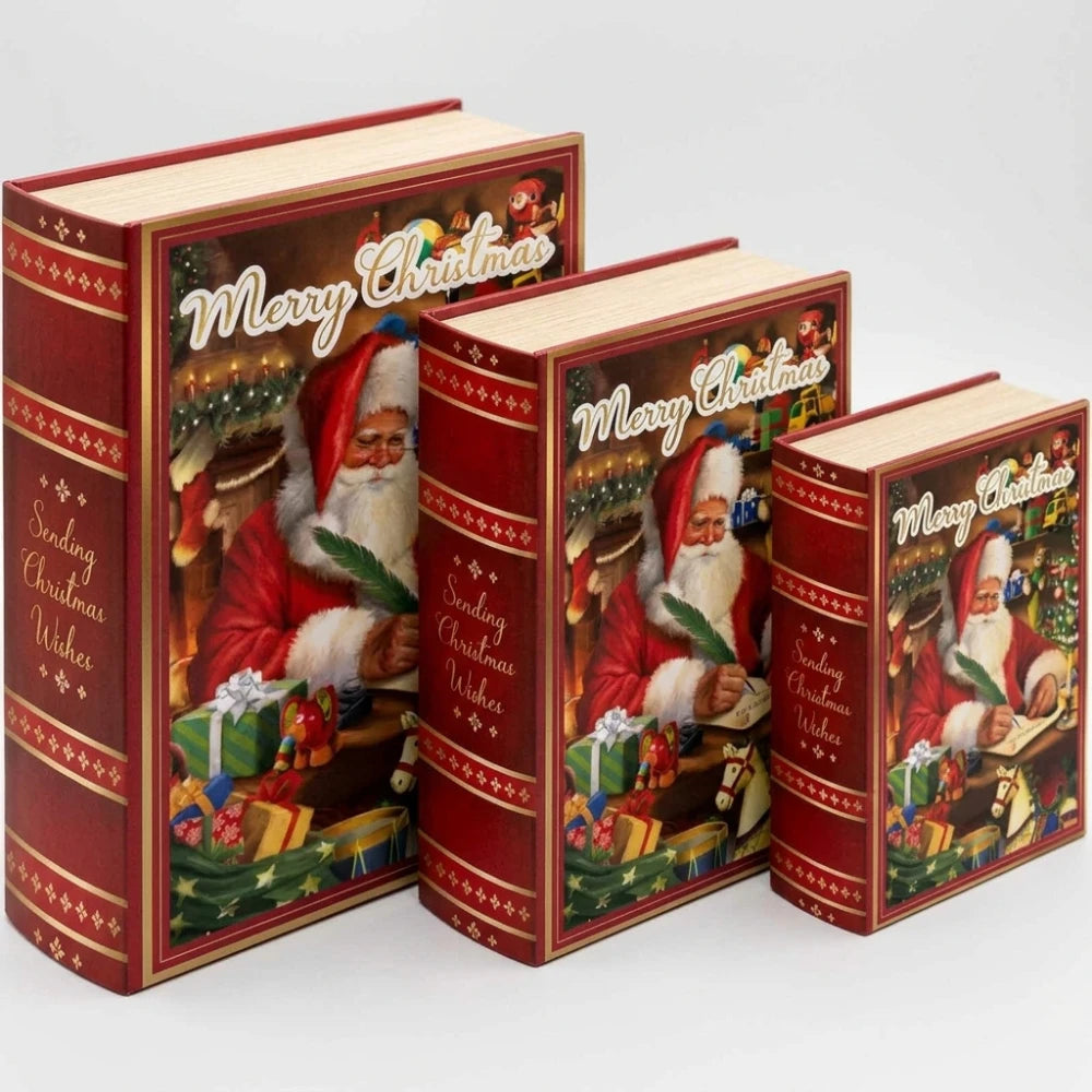 Set 3 scatole natalizie a forma di libro – due grafiche