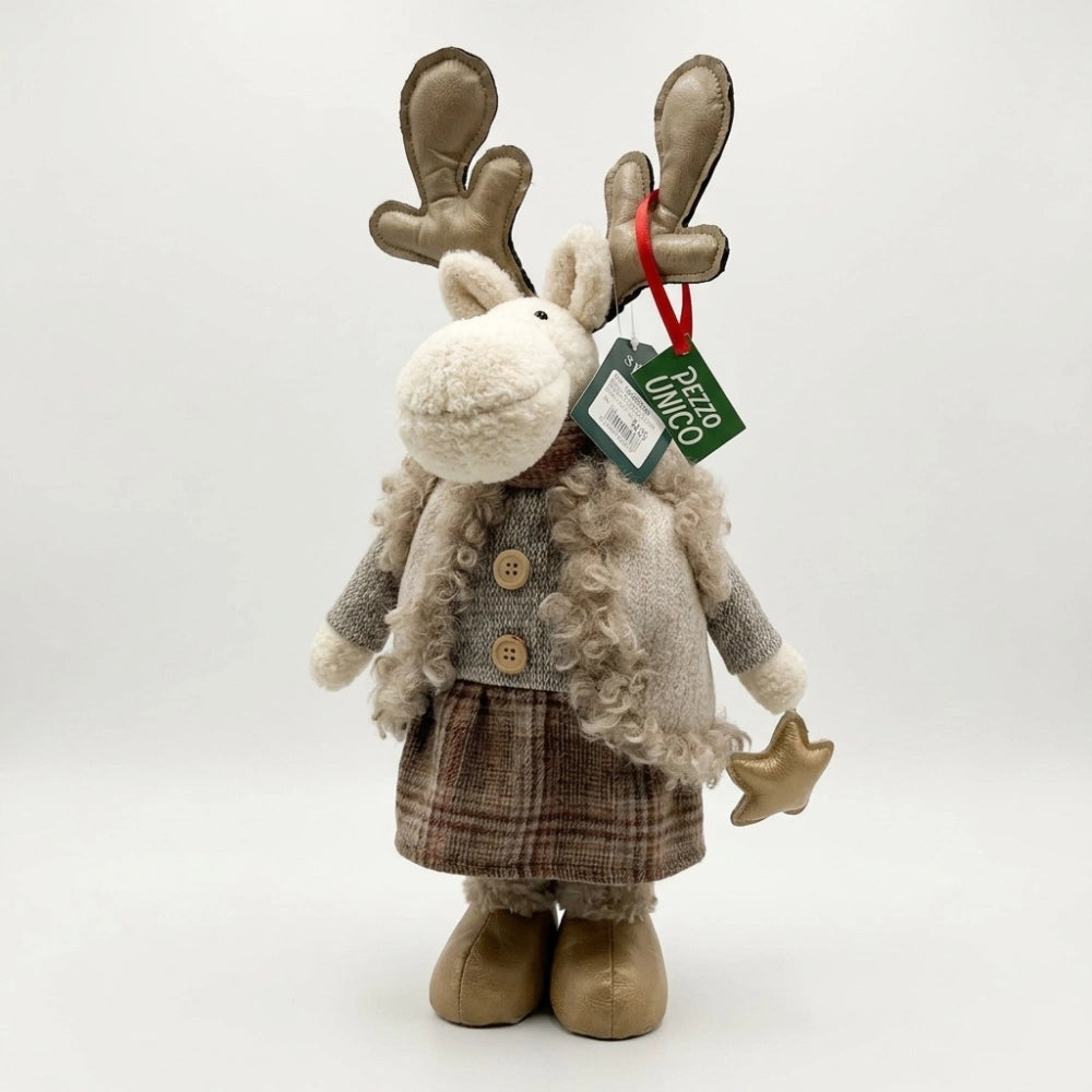 Silani Renna del Bosco Natalizia Beige 52 cm