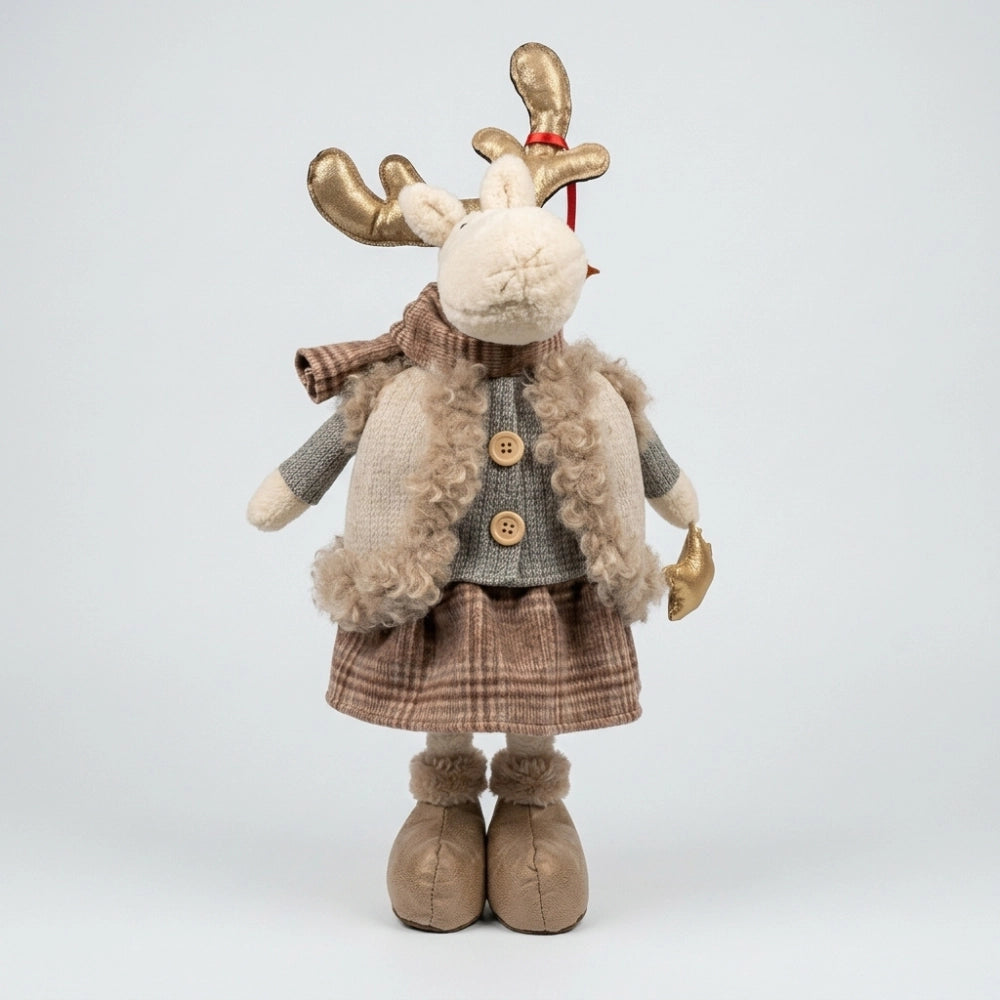 Silani Renna del Bosco Natalizia Beige 52 cm