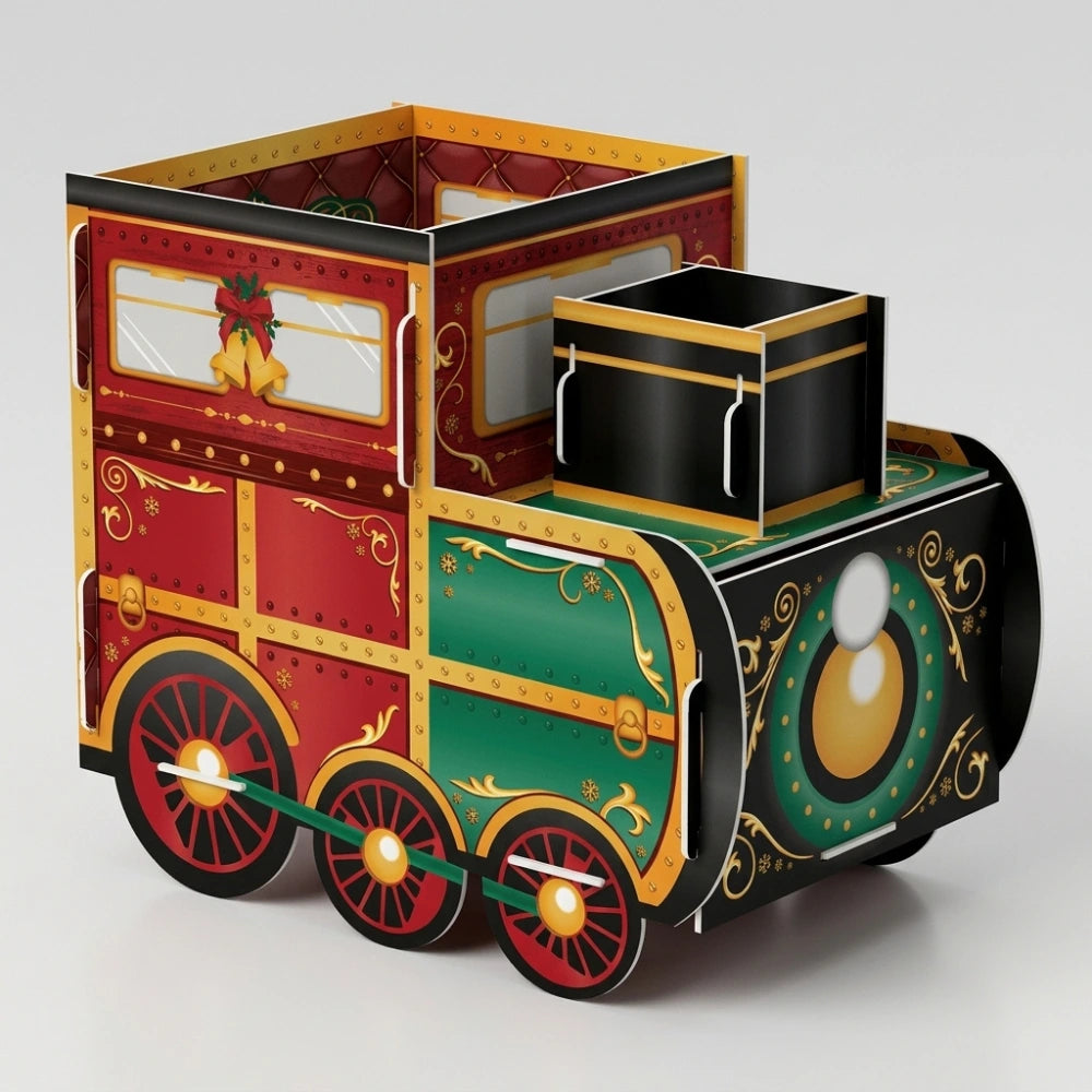 Trenino natalizio porta doni con vagone rosso e verde 74 cm