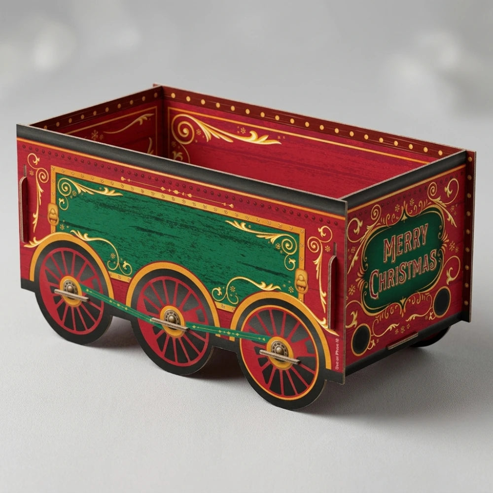 Trenino natalizio porta doni con vagone rosso e verde 74 cm