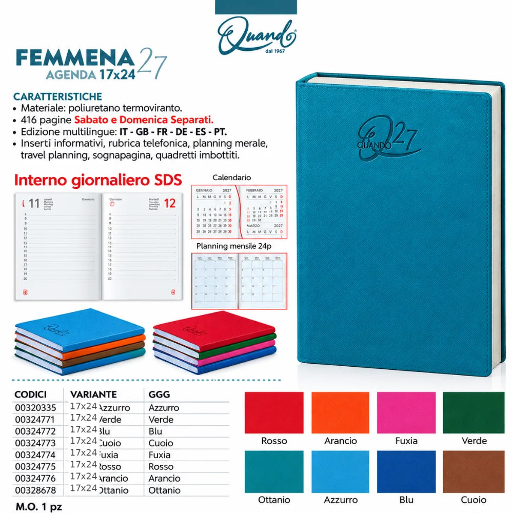 QUANDO Femmena Agenda Giornaliera 2027 17×24 cm