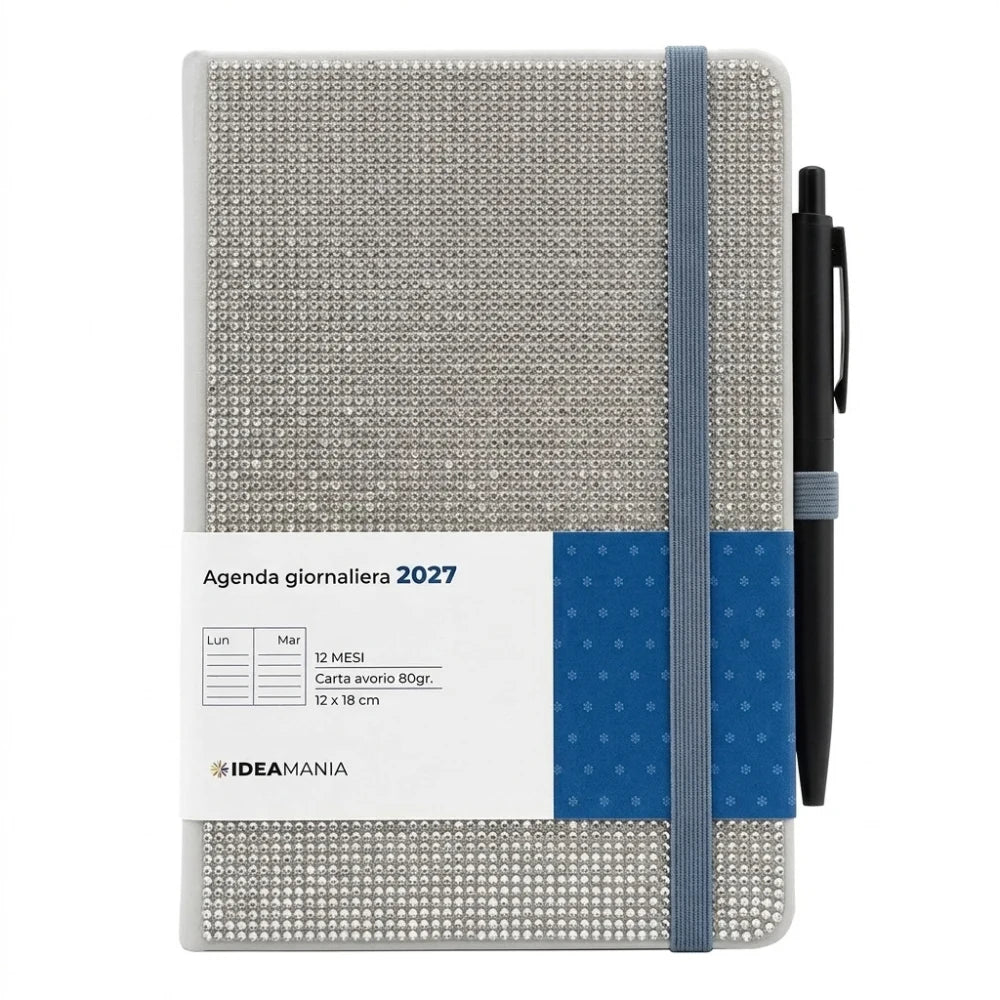 Agenda giornaliera 2027 con strass e penna Ideamania by Seven 12 × 18 cm