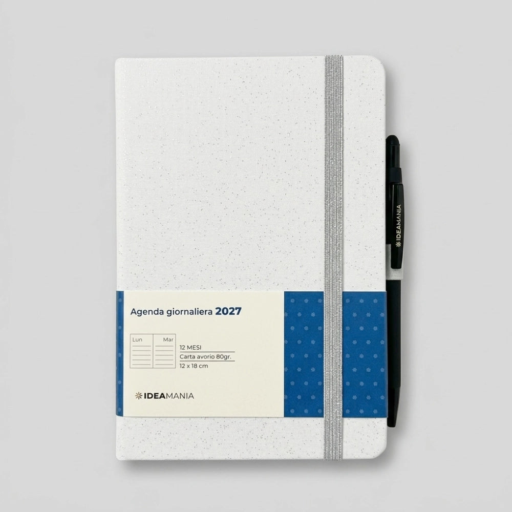 Agenda giornaliera 2027 glitter con penna Ideamania by Seven 12 × 18 cm