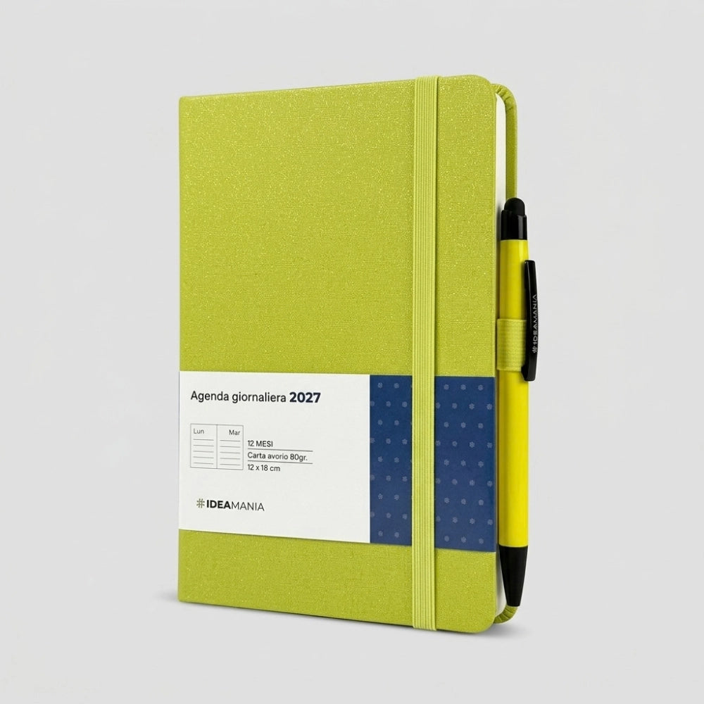 Agenda giornaliera 2027 glitter con penna Ideamania by Seven 12 × 18 cm