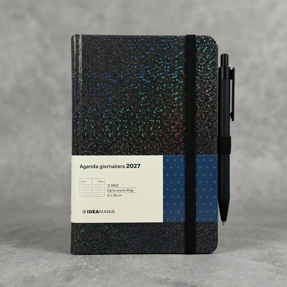 Agenda giornaliera 2027 glitter con penna Ideamania by Seven 12 × 18 cm