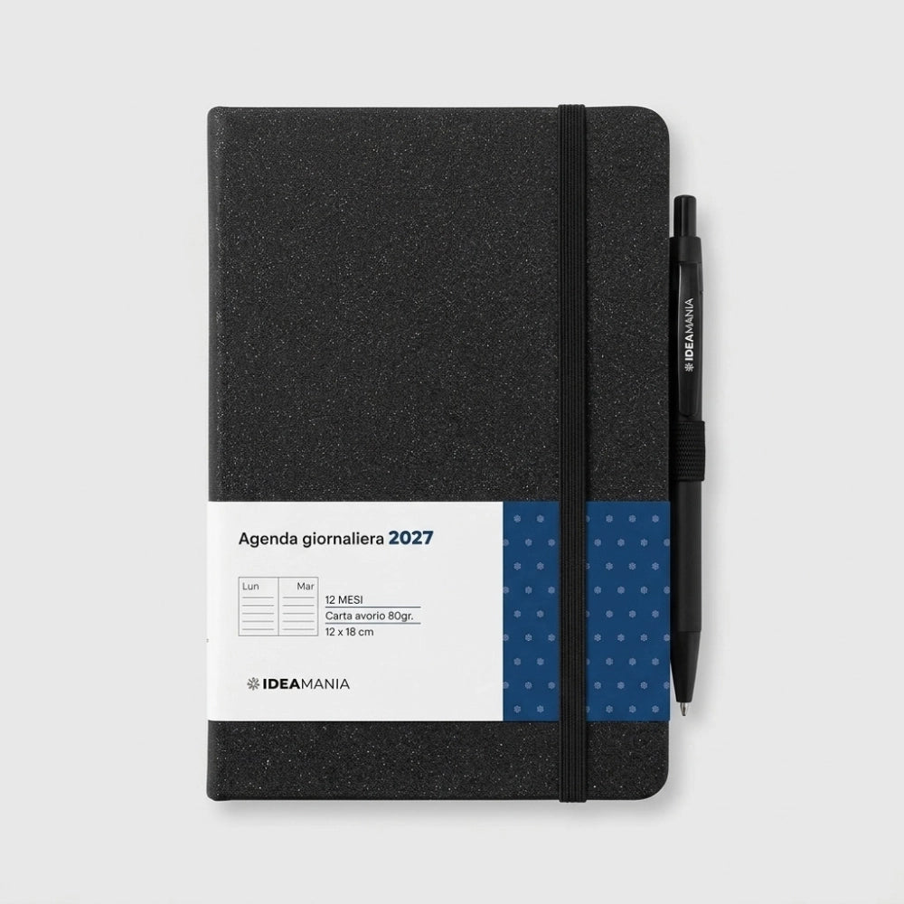 Agenda giornaliera 2027 glitter con penna Ideamania by Seven 12 × 18 cm