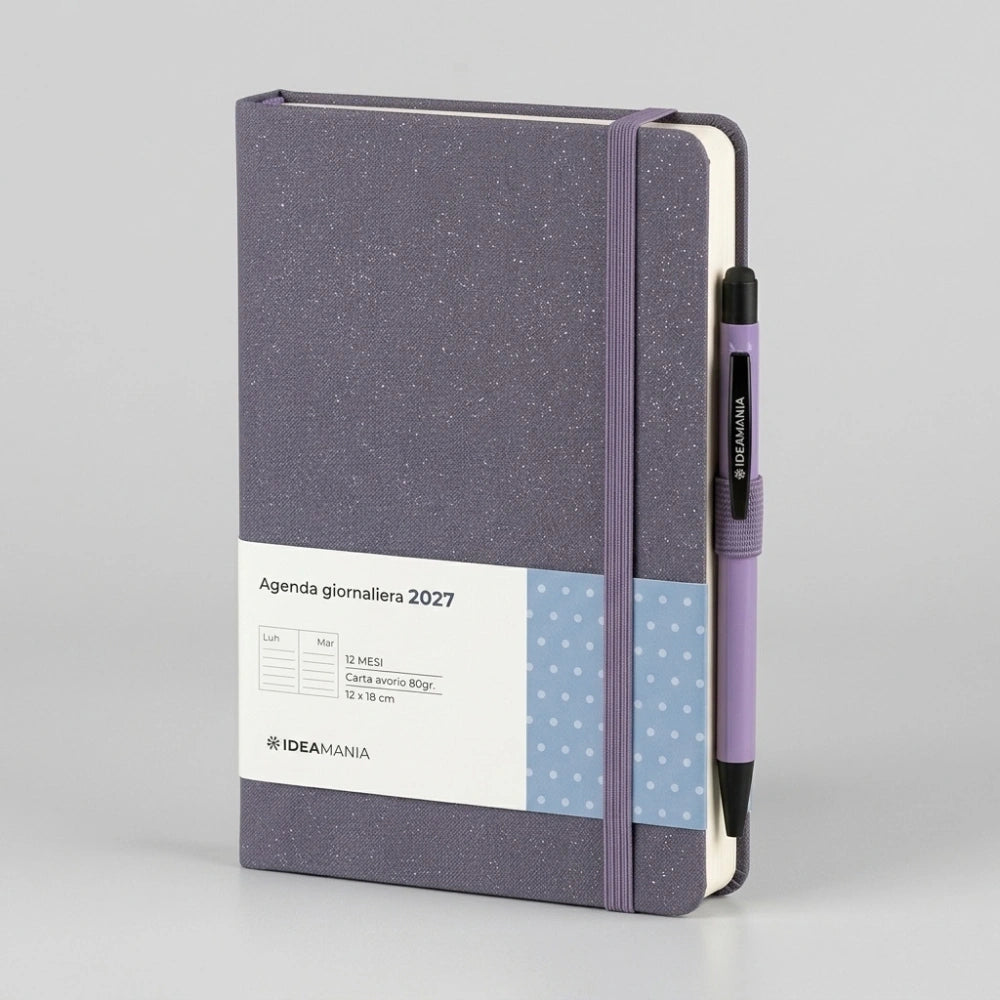 Agenda giornaliera 2027 glitter con penna Ideamania by Seven 12 × 18 cm