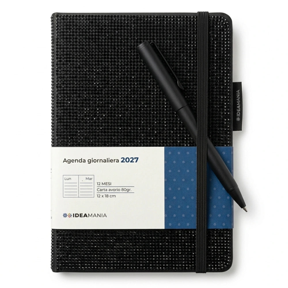 Agenda giornaliera 2027 con strass e penna Ideamania by Seven 12 × 18 cm