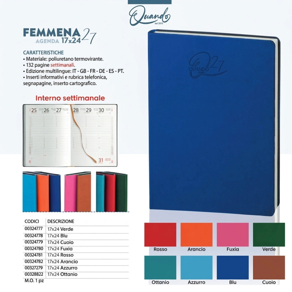 QUANDO Femmena Agenda Settimanale 2027 17×24 cm