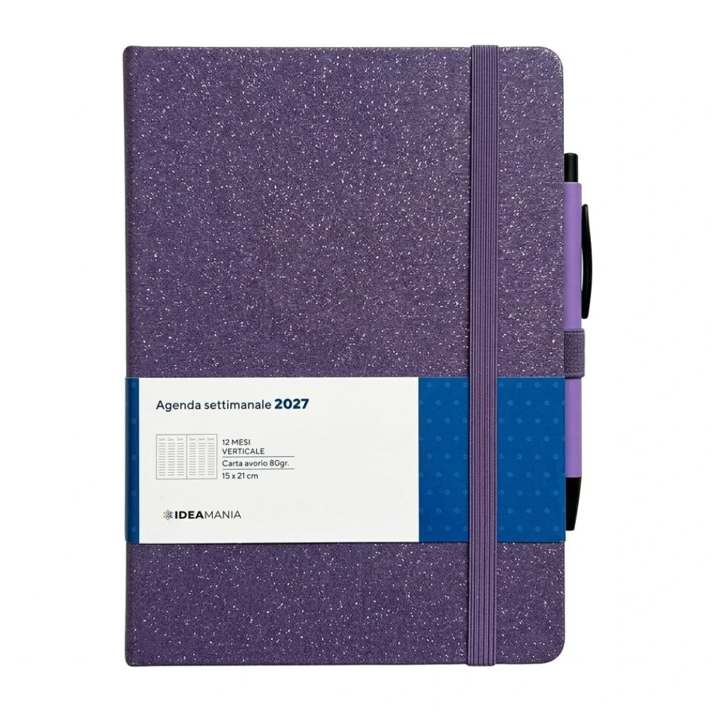 Agenda settimanale 2027 glitter con penna Ideamania by Seven 15 × 21 cm