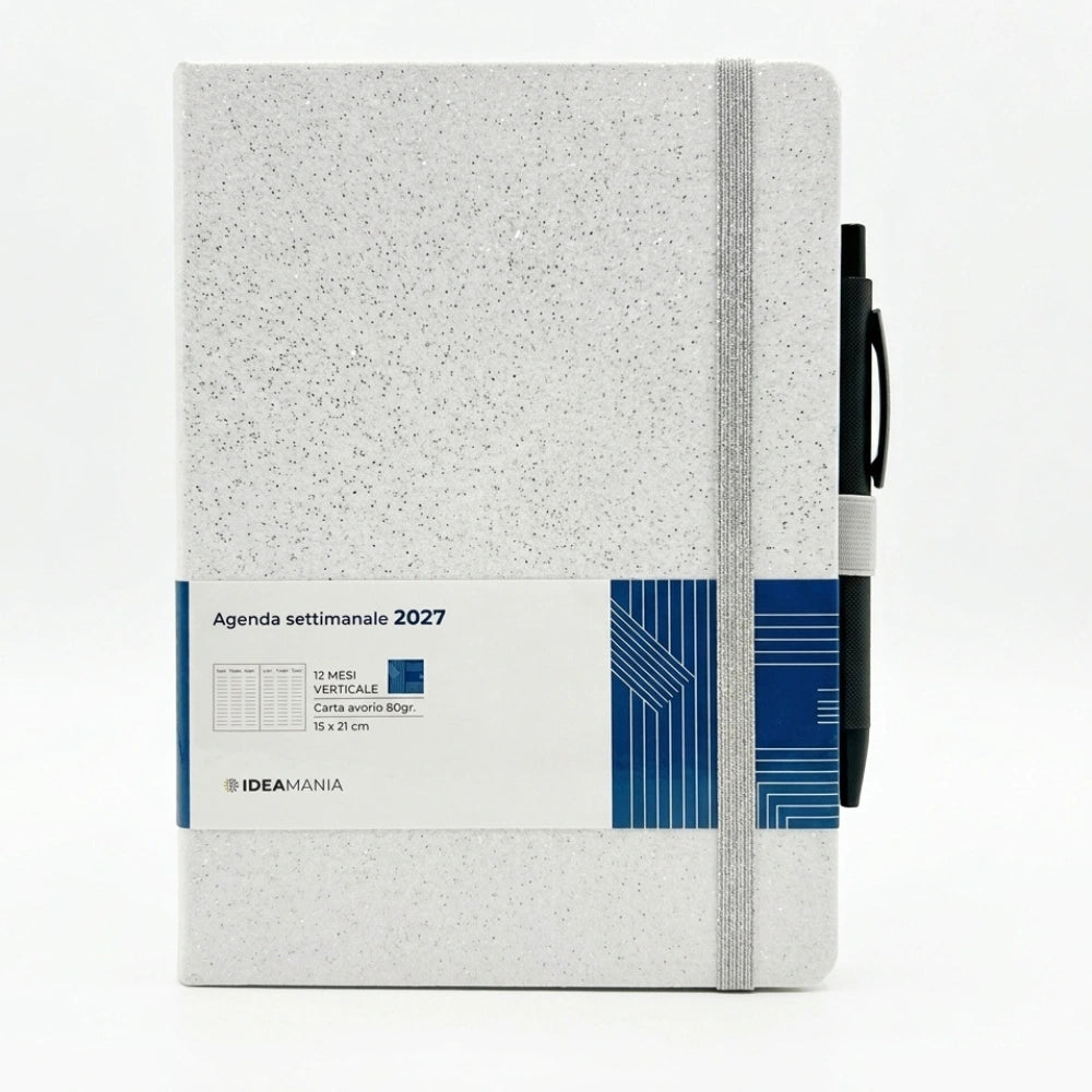 Agenda settimanale 2027 glitter con penna Ideamania by Seven 15 × 21 cm