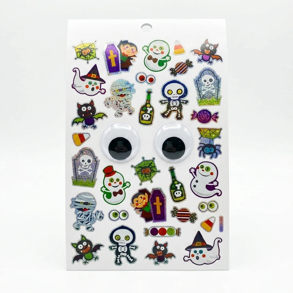 Tinta Unita Album Halloween con Sticker e Occhi Mobili – 2 Fantasie