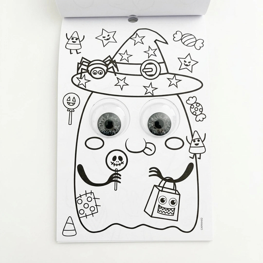 Tinta Unita Album Halloween con Sticker e Occhi Mobili – 2 Fantasie