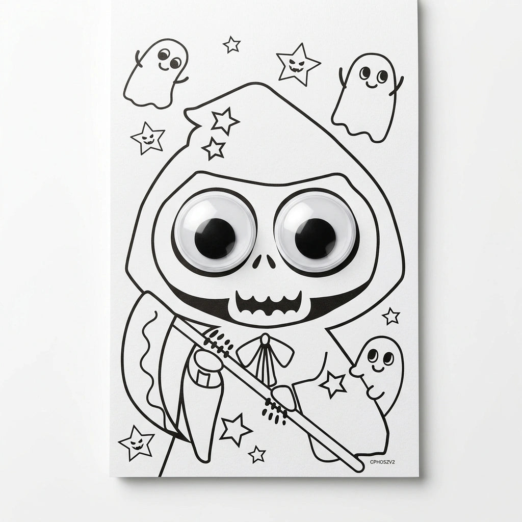 Tinta Unita Album Halloween con Sticker e Occhi Mobili – 2 Fantasie