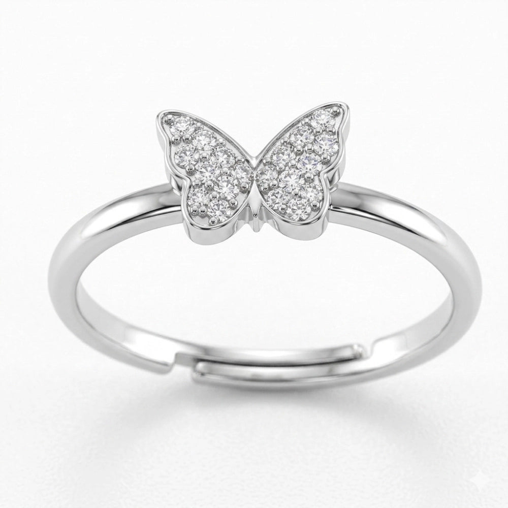 Anello Donna in Acciaio Farfalla con Zirconi – Aqua
