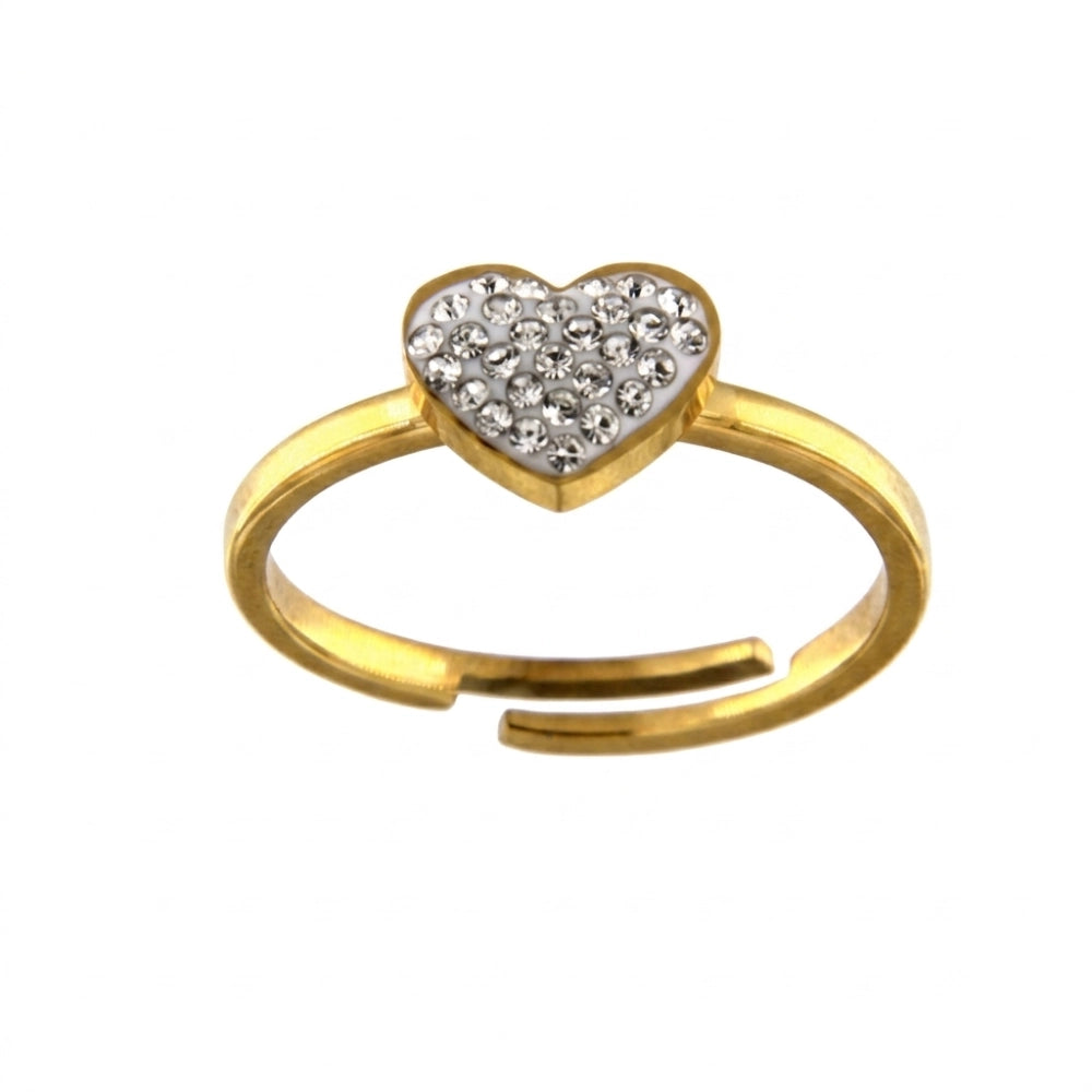 Anello Donna in Acciaio Gold Cuore con Zirconi – Aqua