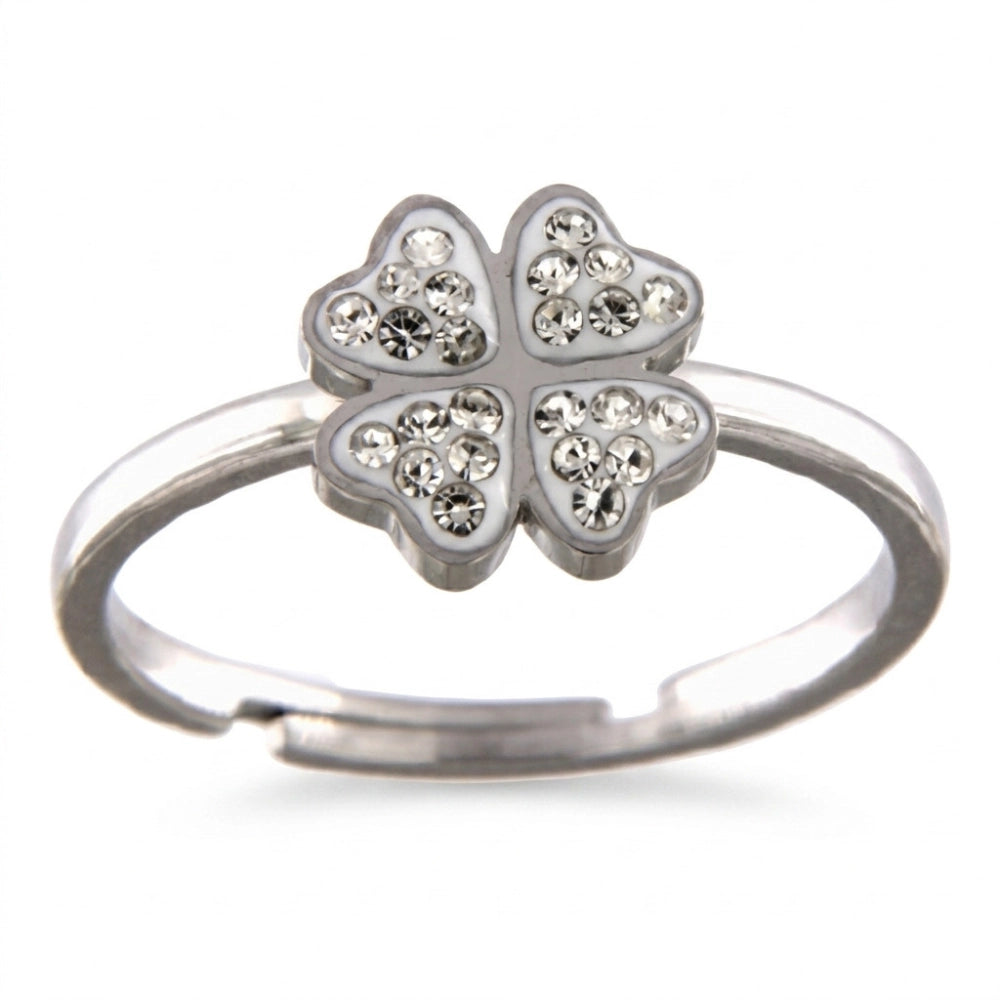 Anello Donna in Acciaio Quadrifoglio con Zirconi – Aqua