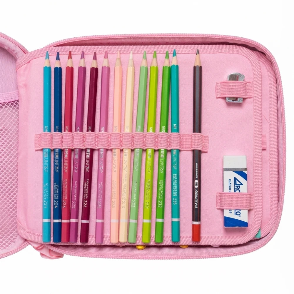 Astuccio Art Box One Time Premium TintaUnita Rosa Glitter aperto – piano pastelli grandi 48 colori