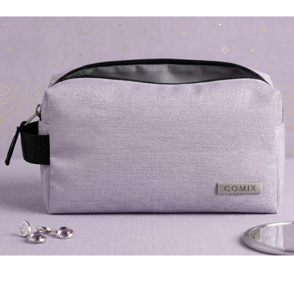 Astuccio 2 Zip Vuoto Comix Lurex Glicine — Portapenne Glitterato