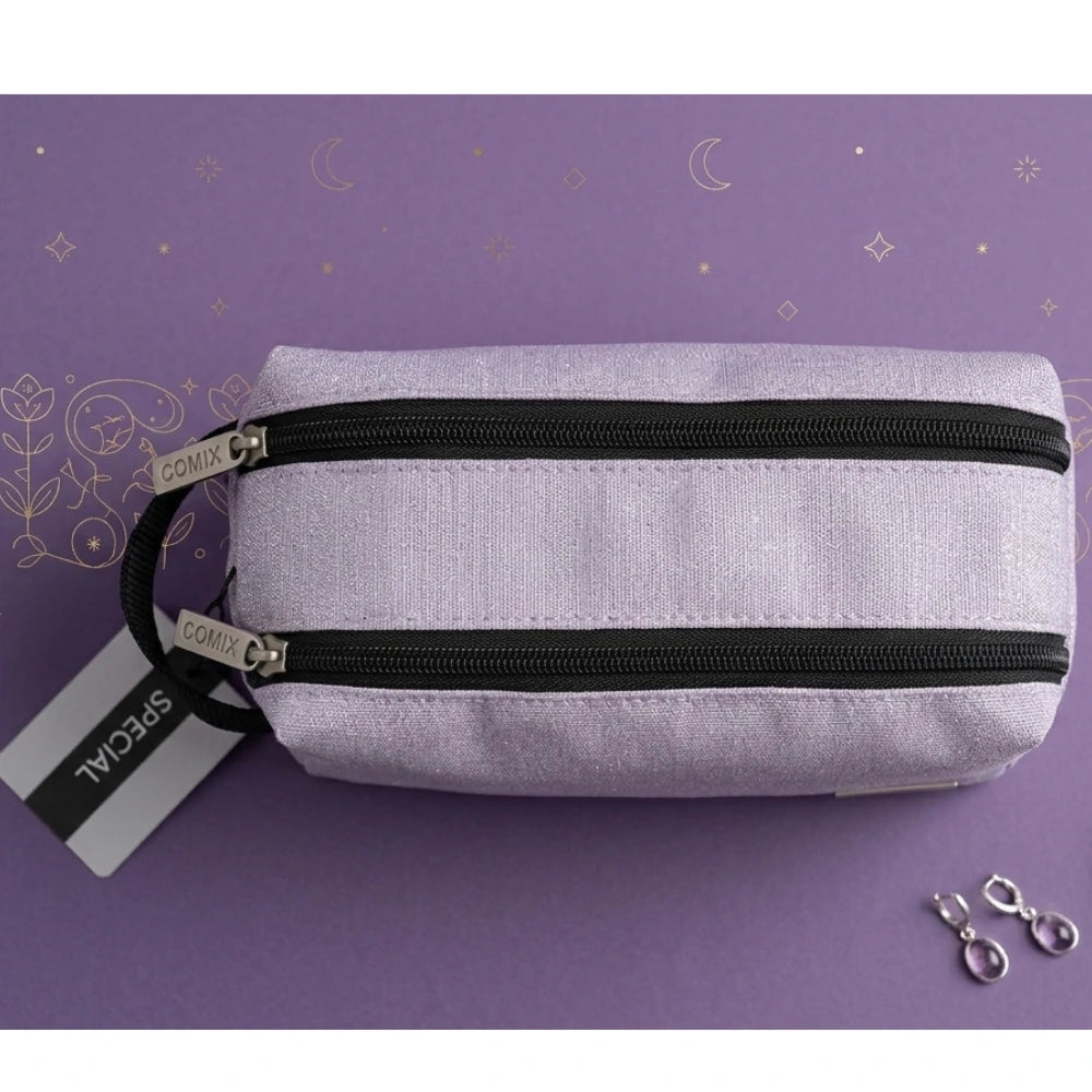 Astuccio 2 Zip Vuoto Comix Lurex Glicine — Portapenne Glitterato