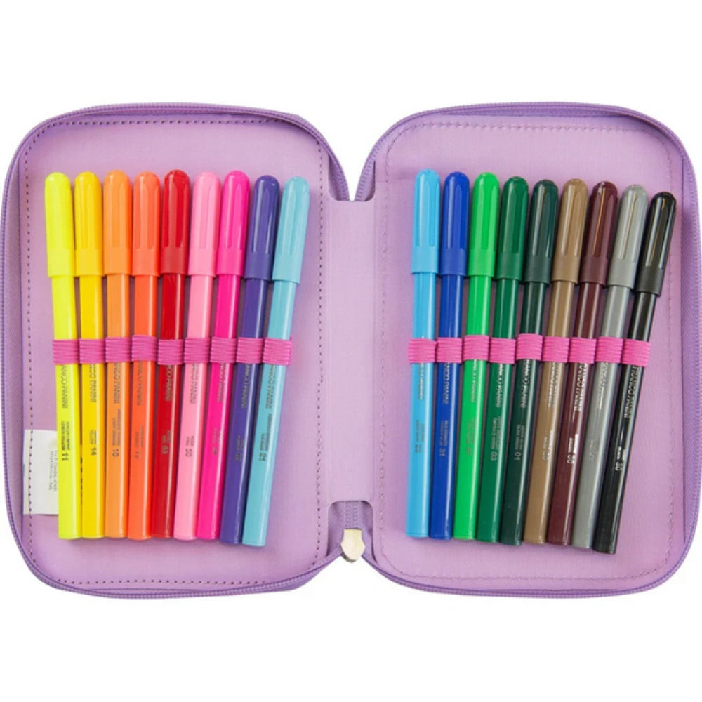 Astuccio 3 Zip Comix Ultra Bright Rosa – Completo con 18 Pennarelli e 18 Matite Colorate