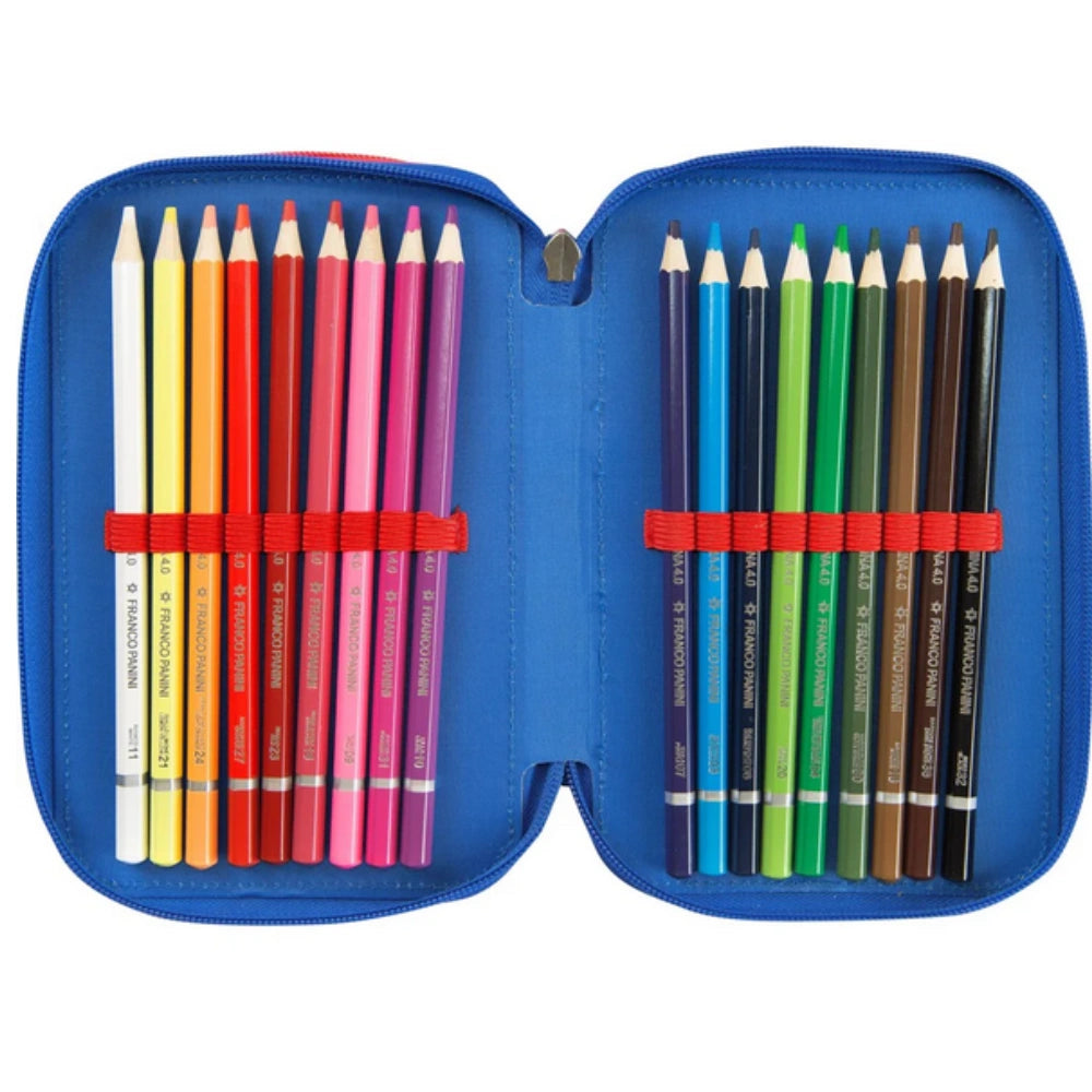 Astuccio 3 Zip Comix Ultra Bright Blu 2026 – Completo con 18 Pennarelli e 18 Matite Colorate