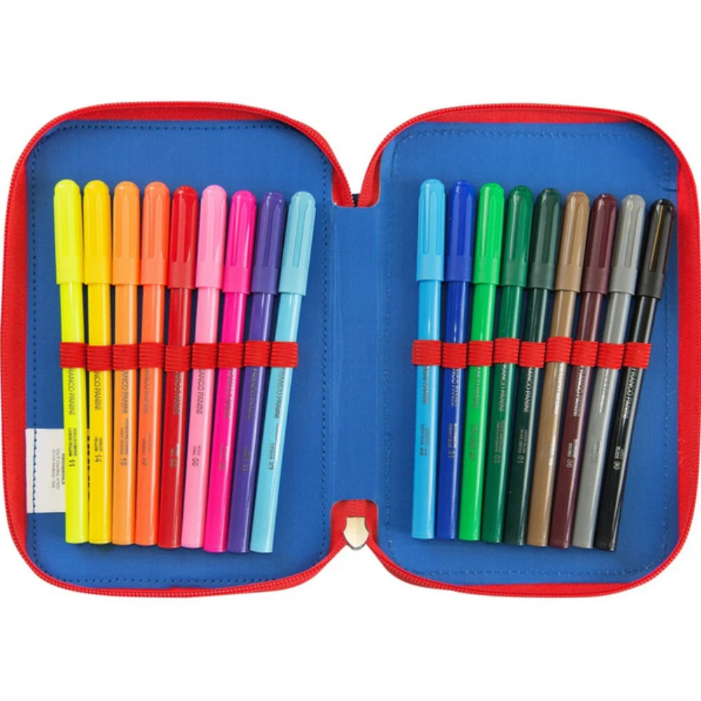 Astuccio 3 Zip Comix Ultra Bright Blu 2026 – Completo con 18 Pennarelli e 18 Matite Colorate