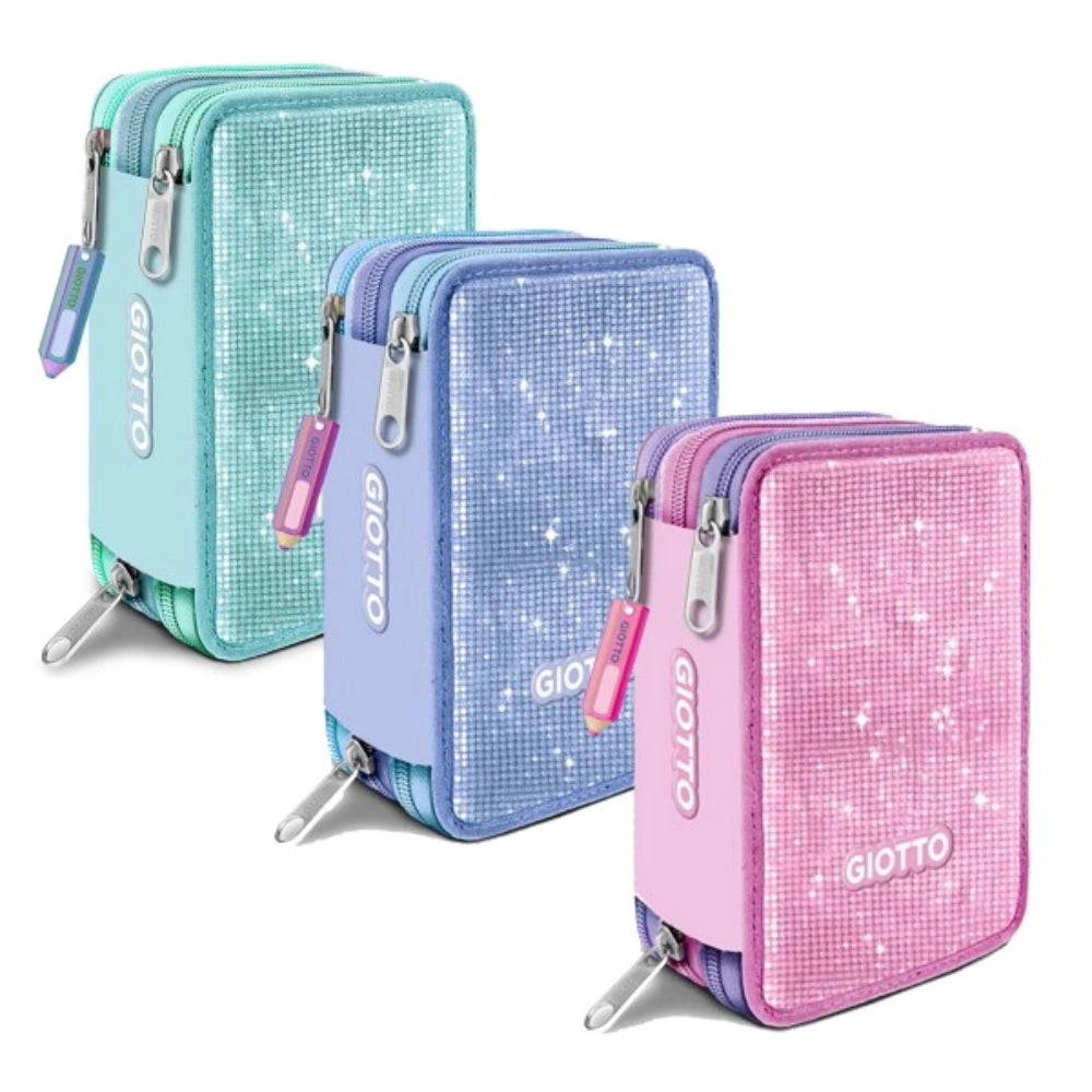 Astuccio 3 Zip Giotto Super Crystal Glitterato – 46 pz